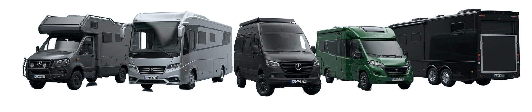 A lineup of new and used RVs managed in DealerShark
